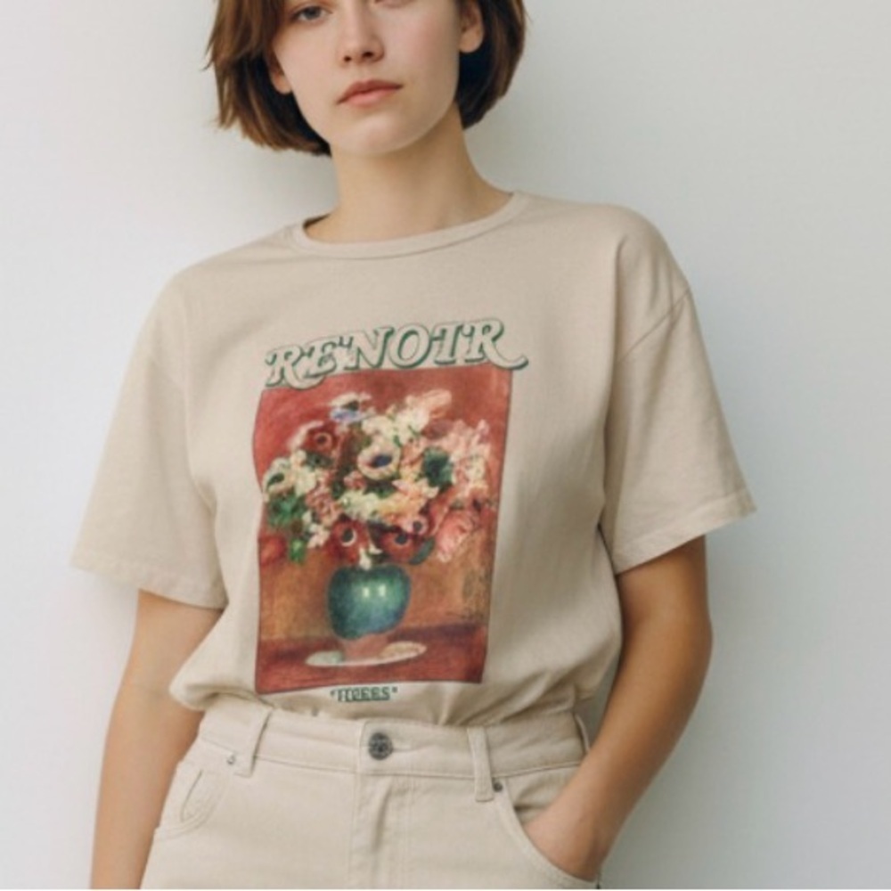 Renoir "Fleurs" Impressionist Ribbed Crop Top  Art Teacher Museum Aesthetic M